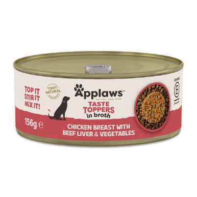 Applaws Taste Toppers Chicken Breast with Beef Liver & Vegetables in Broth 12 x 156g