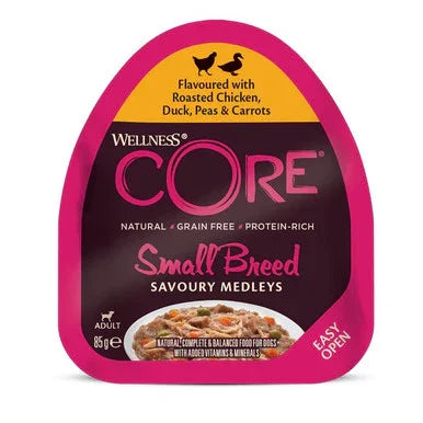 Wellness CORE Dog Wet Small Breed Adult Savoury Medleys Chicken, Duck, Peas and Carrots Recipe 85g X 12