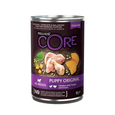 Wellness CORE Dog Wet PUPPY Duo Protein Chicken with Turkey with Pumpkin Recipe 400g X6