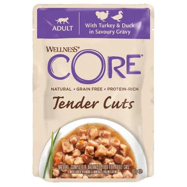Wellness CORE Cat Wet Adult Tender Cuts Turkey and Duck in Savoury Gravy Recipe 85g x 24
