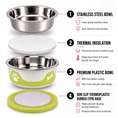 ThermaCool Dog Bowl - Olive Green