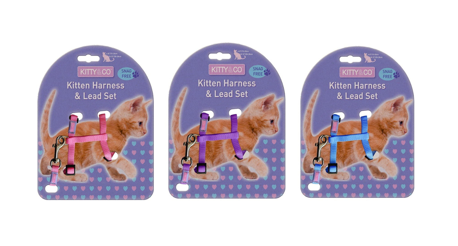 Kitty&Co Nylon Adj Cat Harness&Lead Set Kitten Assorted