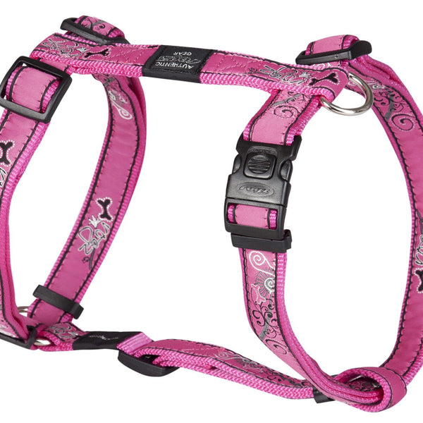 Rogz Armed Response Nylon Harness Pink Bone 25mm