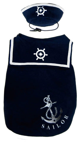 Happy Puppy Sailor Shirt With Hat Navy Blue