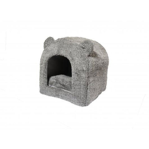 40 Winks Cat Hooded Bed Grey Teddy Bear 38x38cm