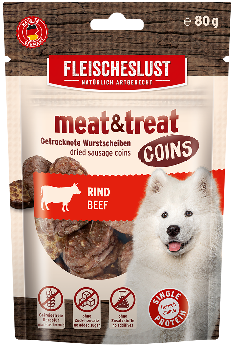 Fleischeslust Meat & Treat Coins Beef - 10 x 80g Case