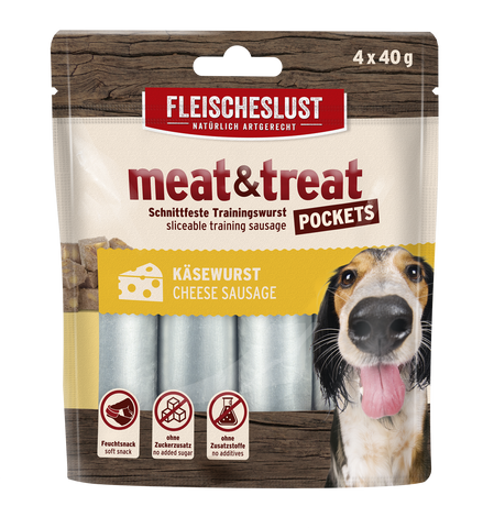 Fleischeslust Meat & Treat Pockets Cheese - 10 x (4 x 40g) Case