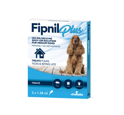 Fipnil Plus 134mg Med Dog 3''s