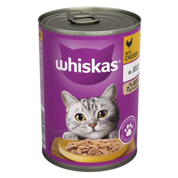 WHISKAS Adult Wet Cat Food in Jelly Tin 400g