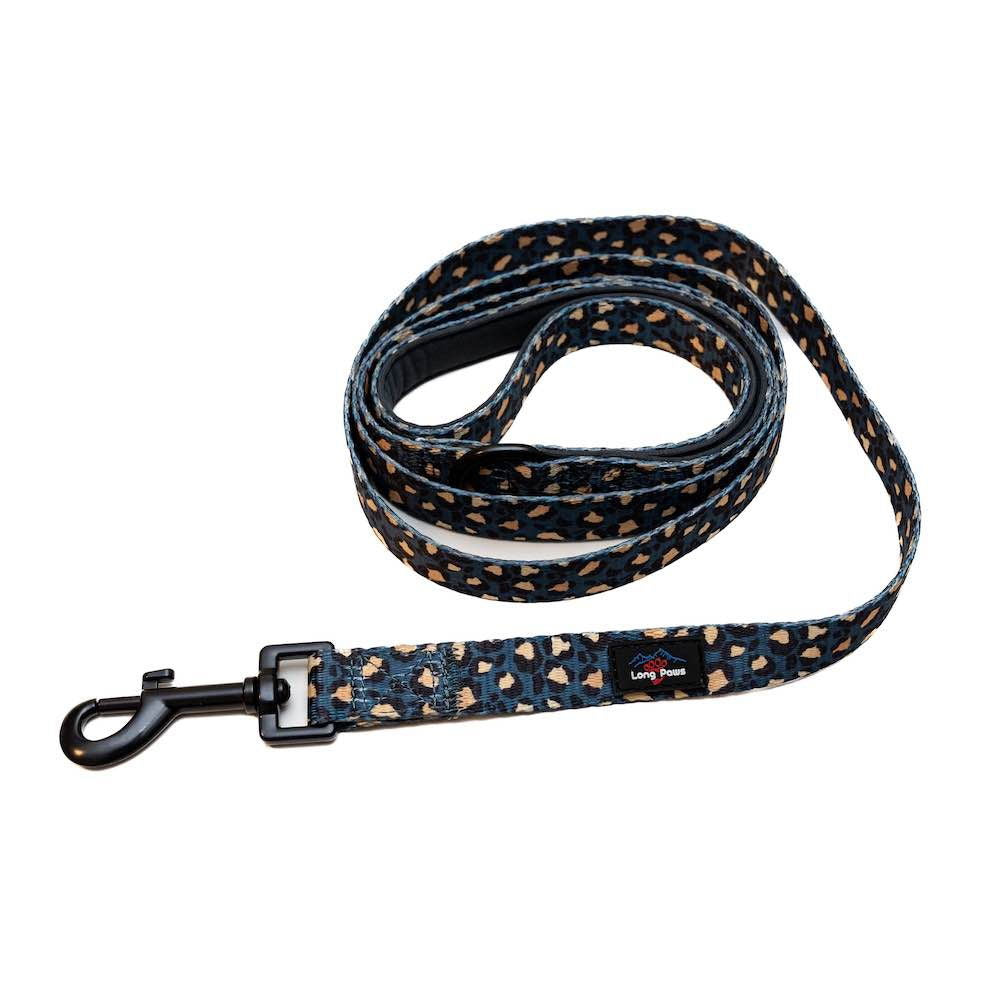 Long Paws - Funk the Dog Lead-Leopard Green & Gold Medium