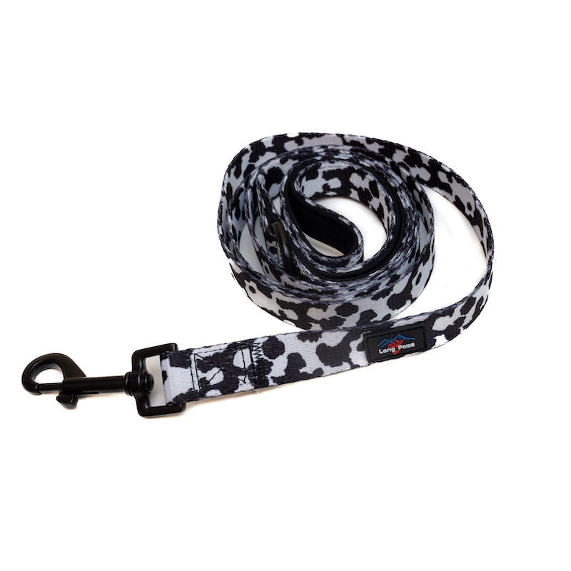 Long Paws - Funk the Dog Lead-Cow Print Medium