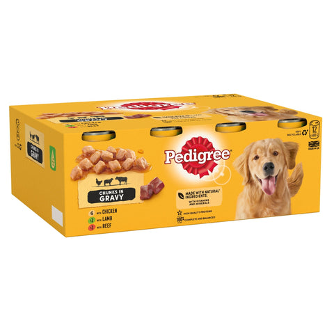 PEDIGREE Adult Wet Dog Food Tins Mixed in Gravy – 6 x 400g / 400g / 12 x 400g