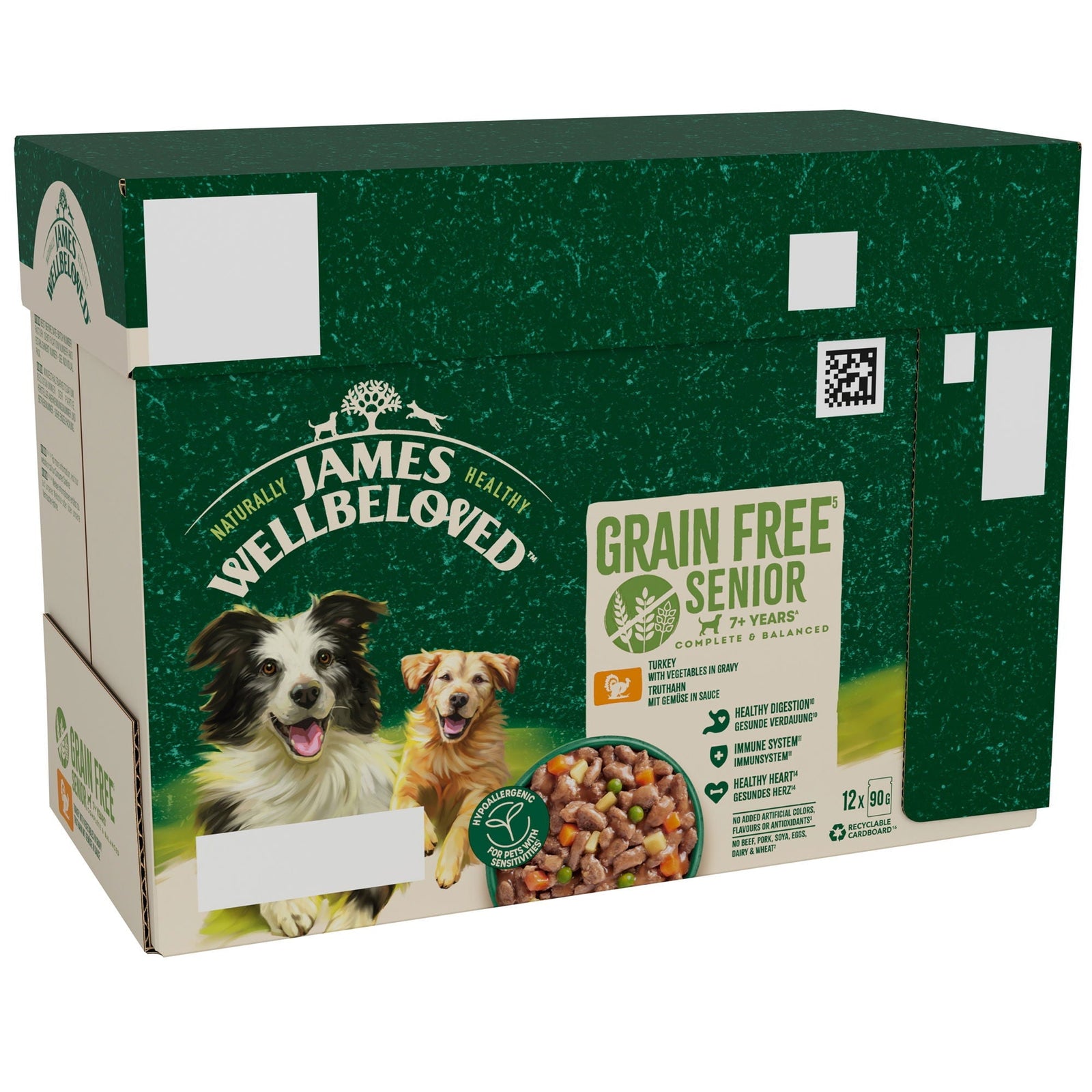 James Wellbeloved Grain Free Senior Wet Dog Food Turkey Gravy Pouch 12x90g