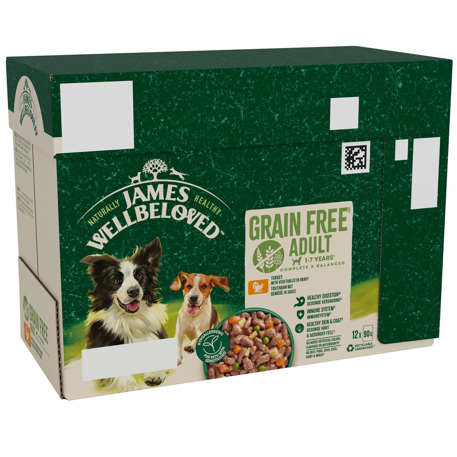 James Wellbeloved Grain Free Adult Wet Dog Food Turkey Gravy Pouch 12x90g