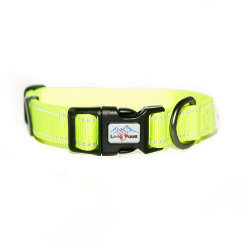 Long Paws Urban Trek Reflective Collar Neon Yellow Small 28-42cm 2cm wide