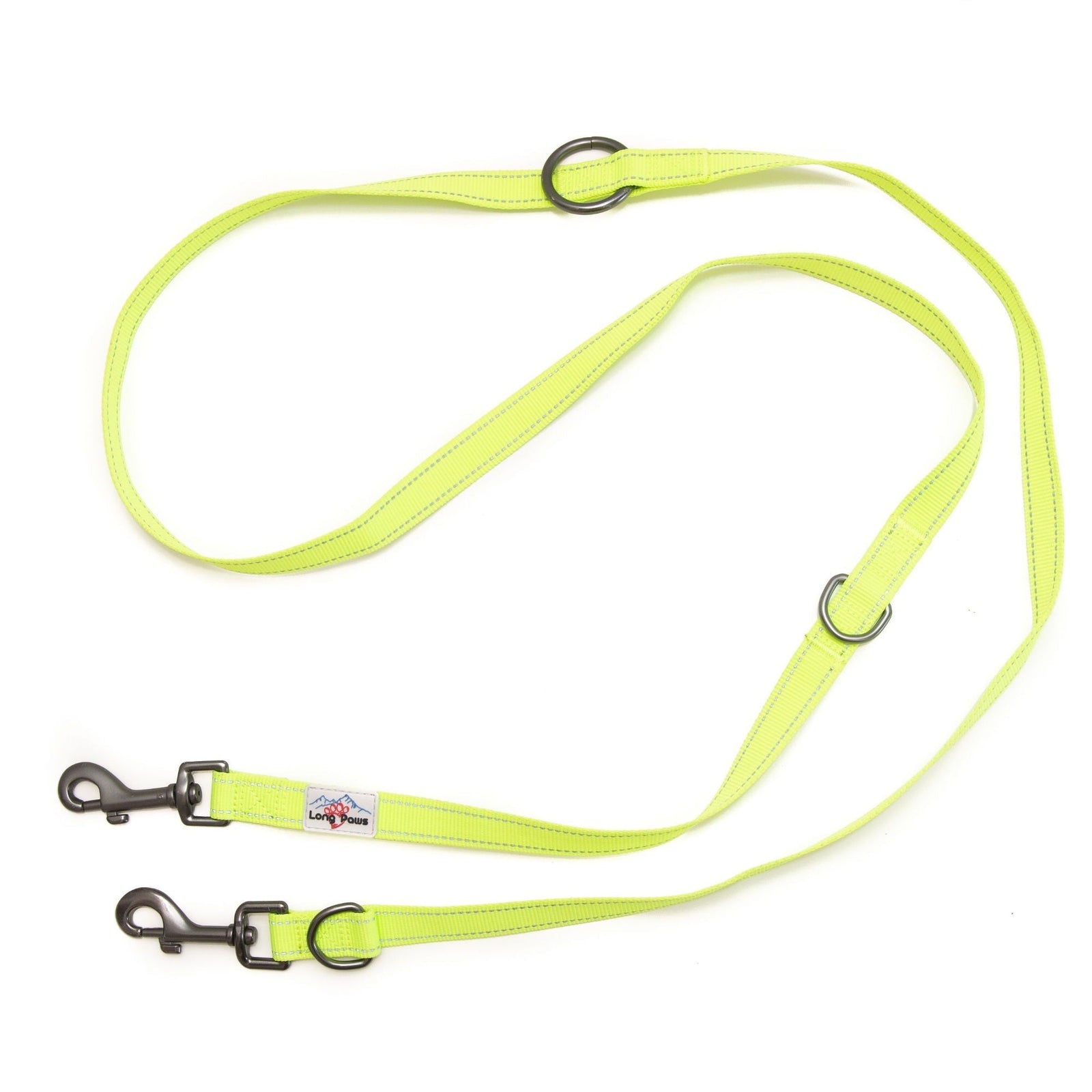 Long Paws Urban Trek Reflective Webbing Training Leash Neon Yellow Medium - 200cm 2.0cm wide
