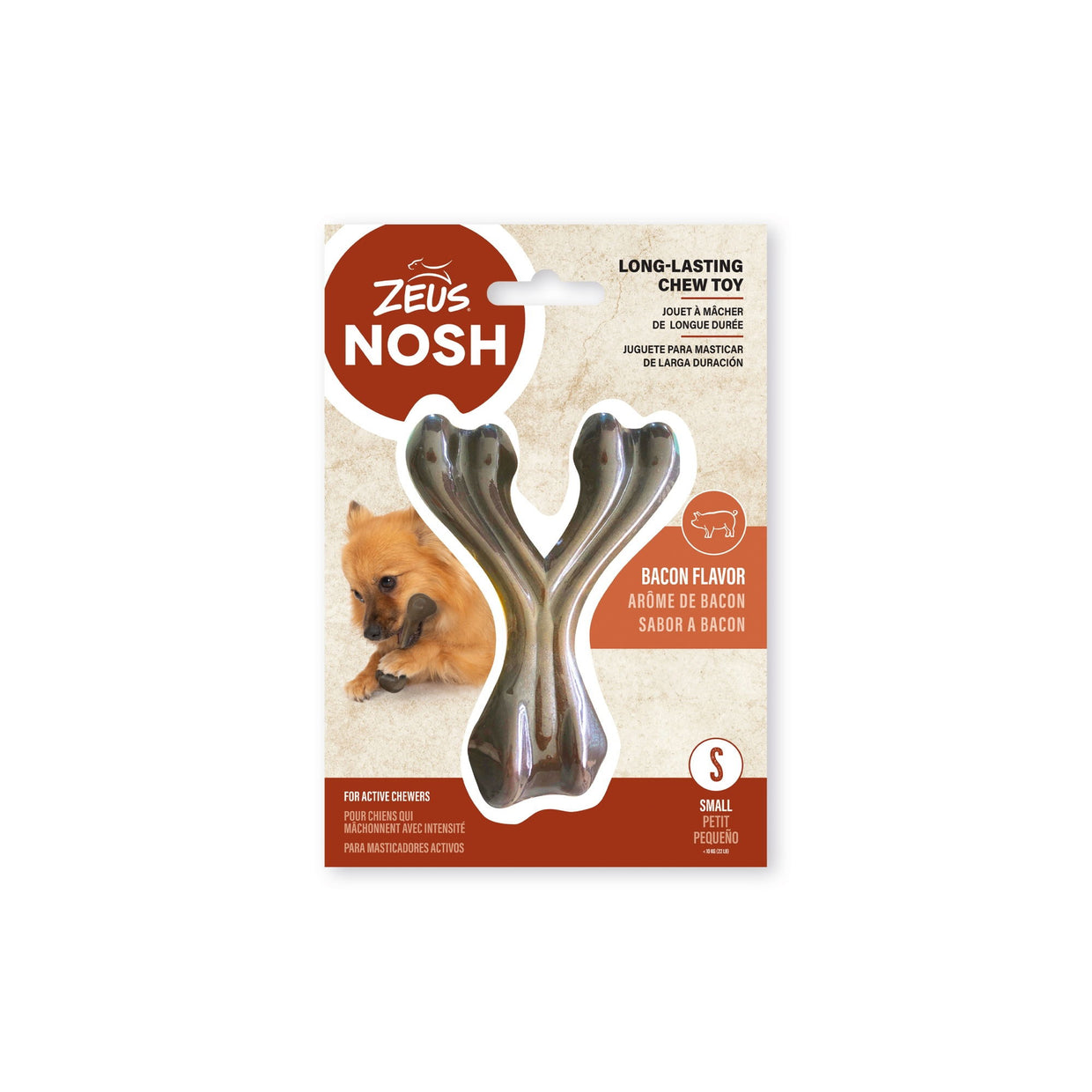 Zeus Nosh Strong Chew Bone Bacon Flavour Wishbone
