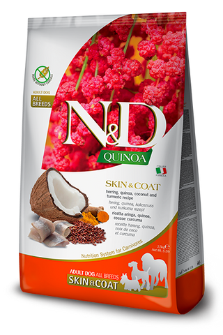 N&D Quinoa Dog Skin & Coat. Herring & Coconut Adult Med/Maxi 2.5 Kg