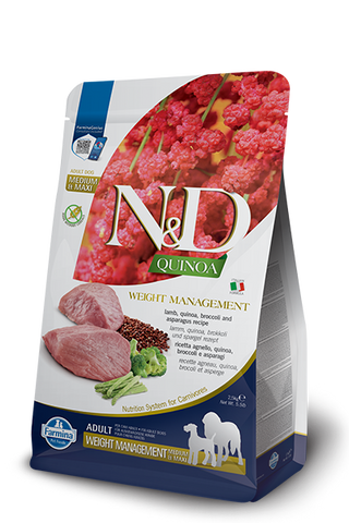 N&D Quinoa Dog Weight Management Lamb & Broccoli Adult Med/Maxi 2.5 Kg