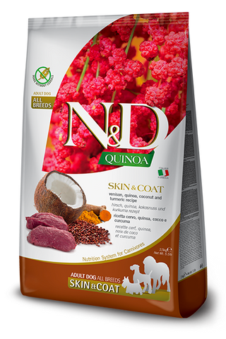 N&D Quinoa Dog Skin & Coat. Venison & Coconut Adult Med/Maxi 2.5 Kg