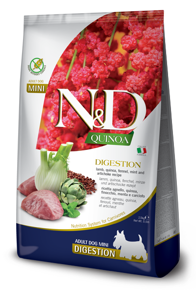 N&D Quinoa Dog Digestion. Lamb & Fennel Adult Mini 2.5 Kg