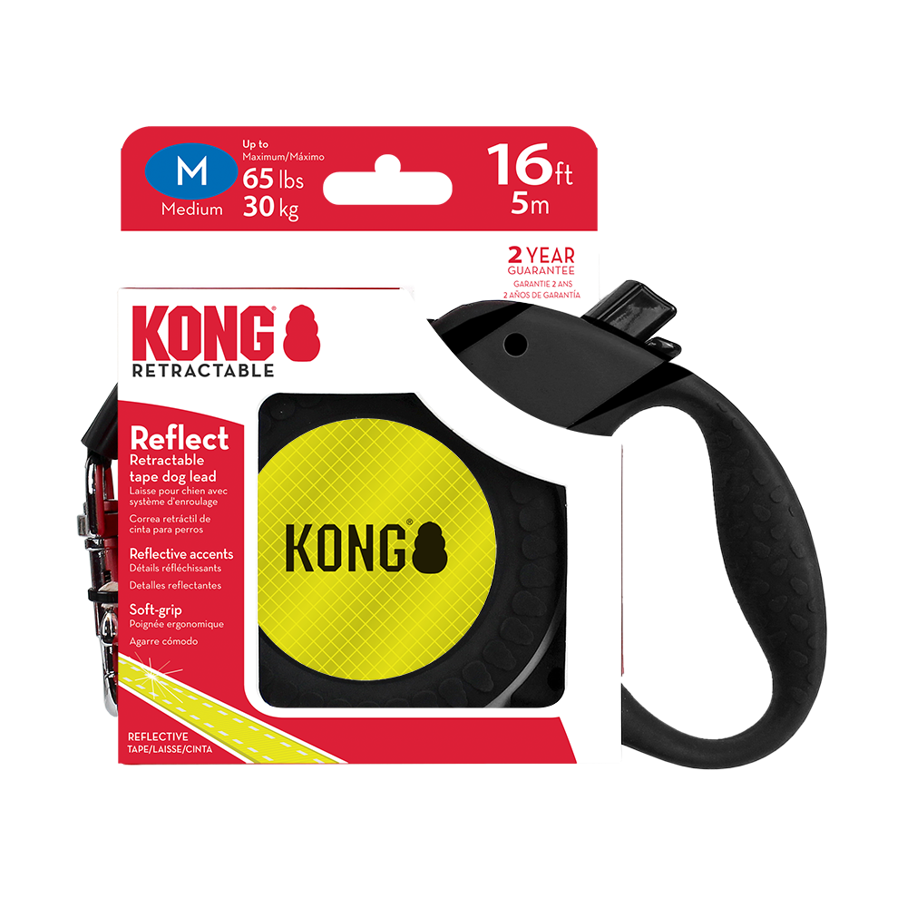 KONG Reflect Retractable Black Medium Up To 30kg 5m