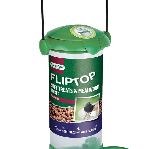 Gardman Flip Top Suet Treat And Mealworm Feeder