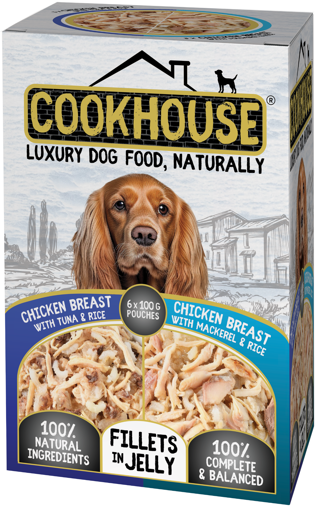 COOKHOUSE Luxury Dog Food - Fillets in Jelly - Chicken Breast with Tuna / Mackerel 6 x 100g