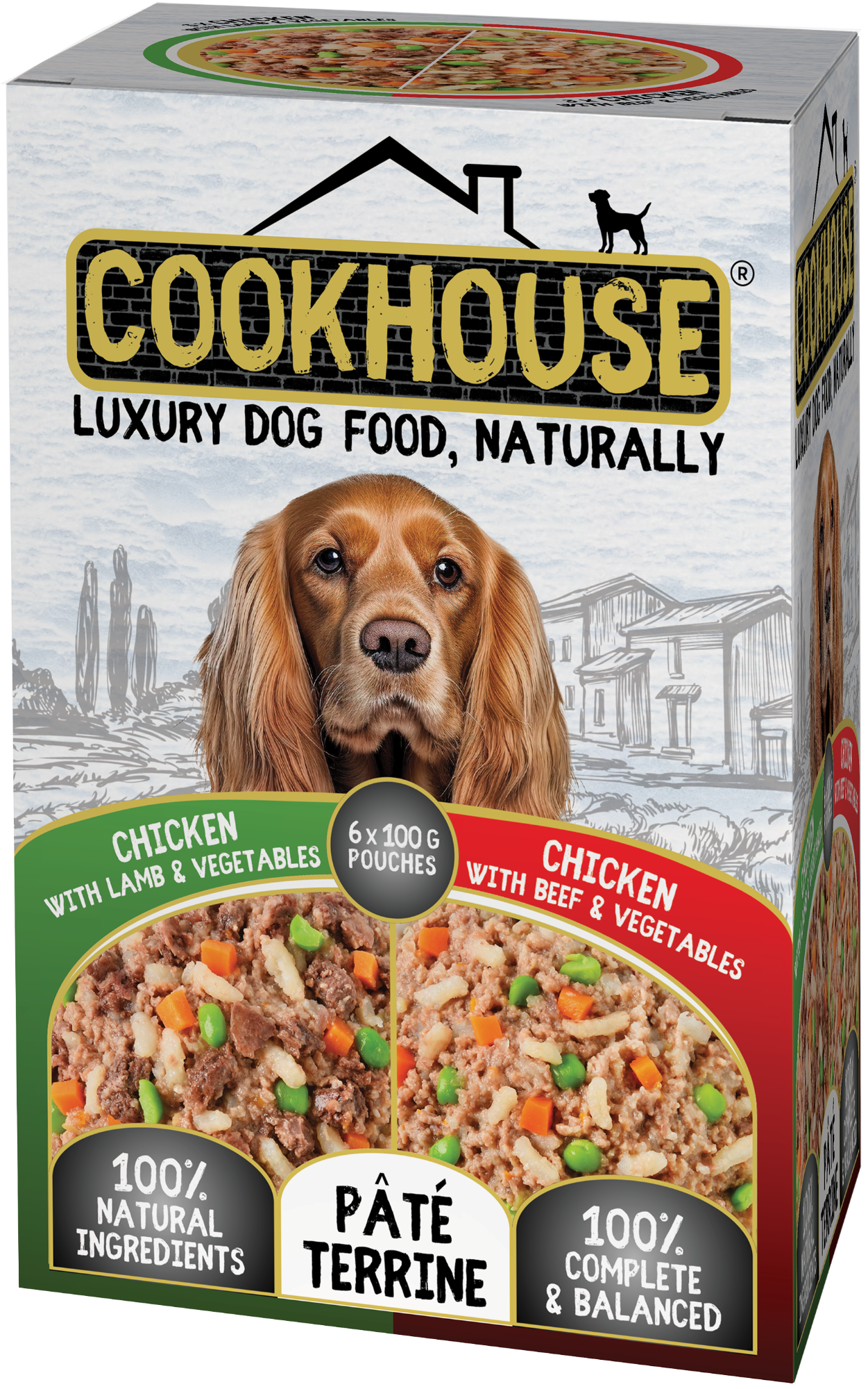COOKHOUSE Luxury Dog Food - Terrines - Chicken with Beef & Veg / Lamb & Veg 6 x100g