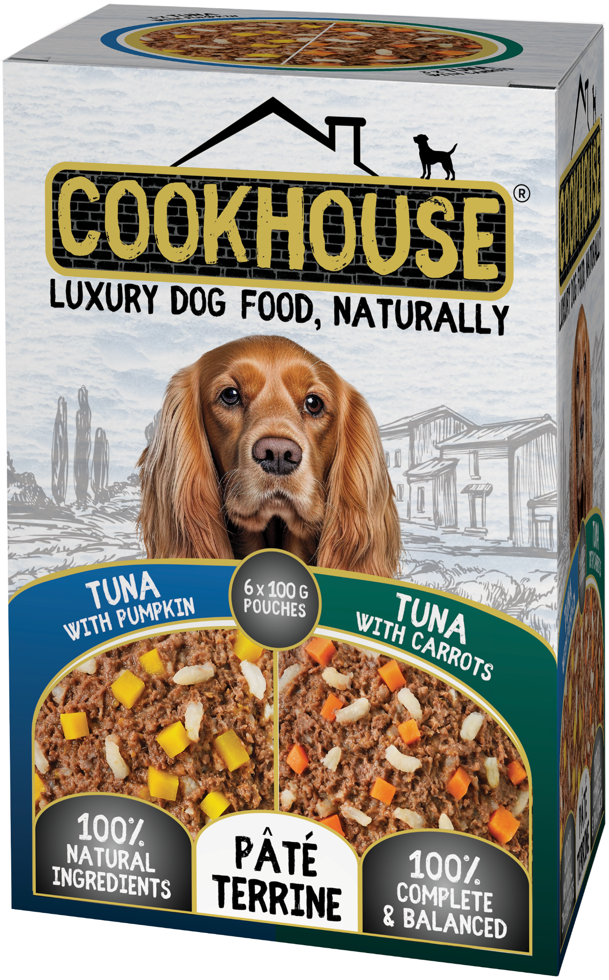 COOKHOUSE Luxury Dog Food - Terrines - Tuna with Carrots / Tuna with Pumpkin 6 x 100g