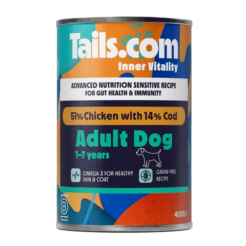 Tails.com Inner Vitality Sensitive Adult Chicken & Cod Can 400g