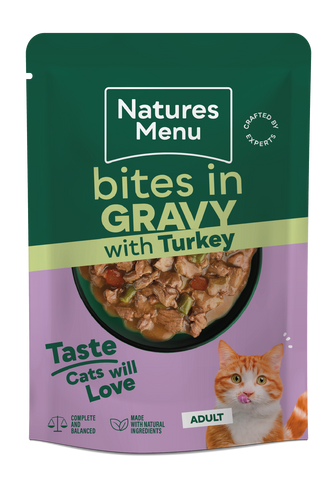 Natures Menu Cat Bites In Gravy Turkey 85g
