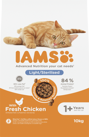 IAMS Advanced Nutrition Light/Sterilised Cat Food with Fresh Chicken 10kg