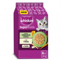 WHISKAS 1+ Cat Pouches Superfoods Mixed selection in Jelly 6x50g