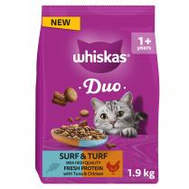 WHISKAS 1+ Cat Complete Dry DUO Surf & Turf 1.9kg