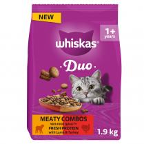 WHISKAS 1+ Cat Complete Dry DUO Meaty Combos 1.9kg