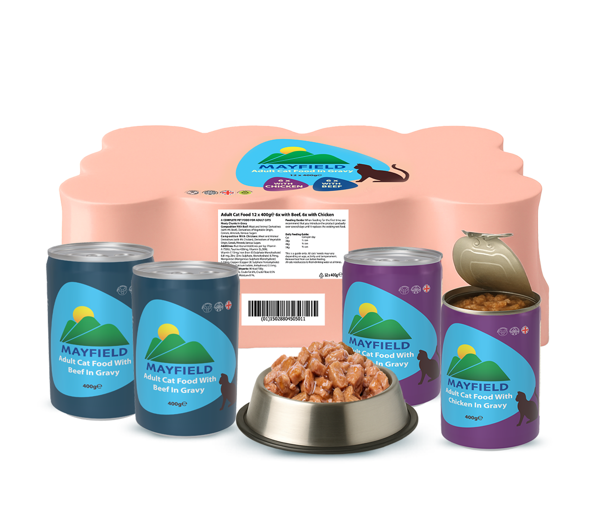 Mayfield Cat Food 12 x 400g (6x Chicken/6x Beef)