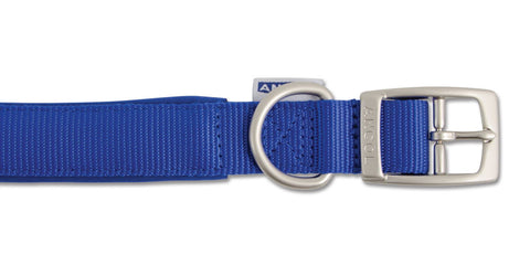 Viva Nylon Padded Buckle Collar Blue 25mm X55-63cm Sz 8