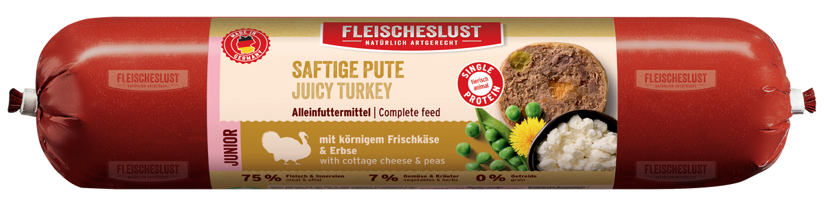 Fleischeslust Junior Juicy Turkey Wet Dog Food - 16 x 400g Case