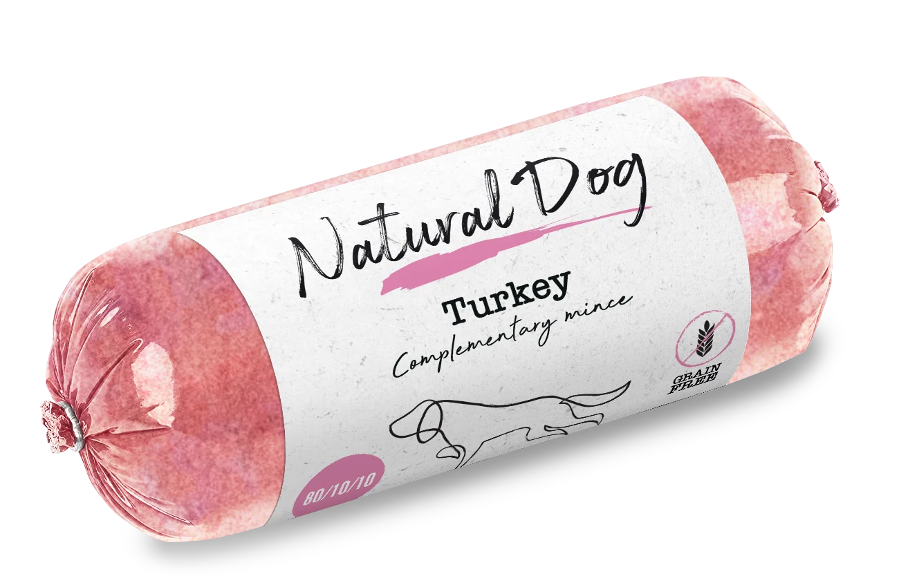 Natural Dog Turkey 80/10/10 Chubs - Tray of 10 x 500g (5kg)