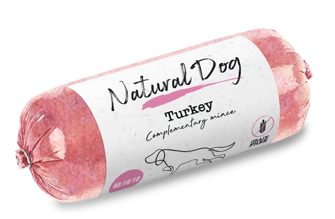Natural Dog Turkey 80/10/10 Chubs - Tray of 10 x 500g (5kg)