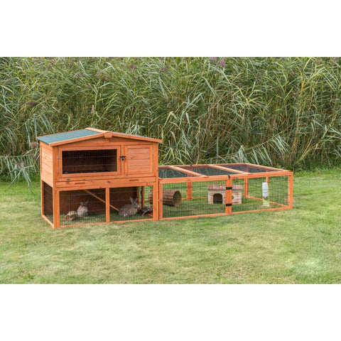Trixie Small Animal Hutch with Enclosure – 124 × 102 × 78 cm, brown