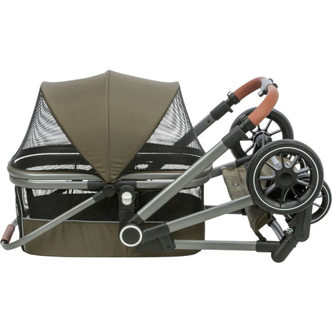 Trixie Dog stroller for dogs up to 22 kg, with a removable basket and rain cover – 56 × 101 × 100 cm, 7.5 kg, olive green