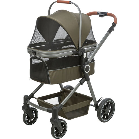 Trixie Dog stroller for dogs up to 22 kg, with a removable basket and rain cover – 56 × 101 × 100 cm, 7.5 kg, olive green