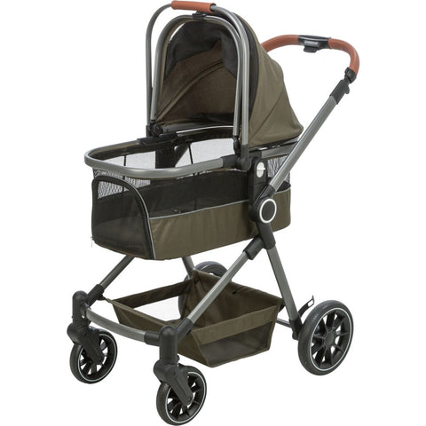 Trixie Dog stroller for dogs up to 22 kg, with a removable basket and rain cover – 56 × 101 × 100 cm, 7.5 kg, olive green