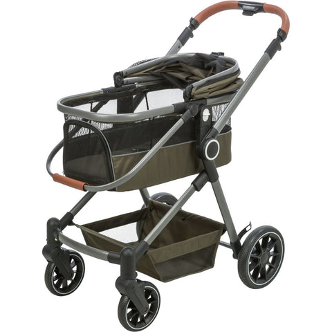 Trixie Dog stroller for dogs up to 22 kg, with a removable basket and rain cover – 56 × 101 × 100 cm, 7.5 kg, olive green