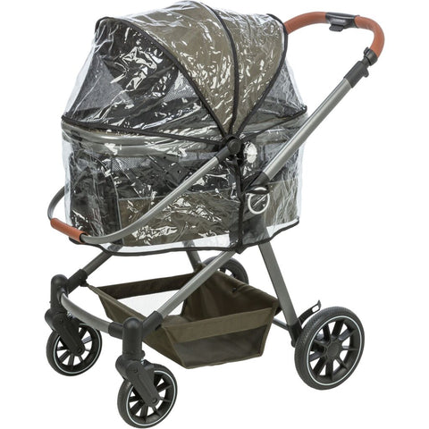 Trixie Dog stroller for dogs up to 22 kg, with a removable basket and rain cover – 56 × 101 × 100 cm, 7.5 kg, olive green