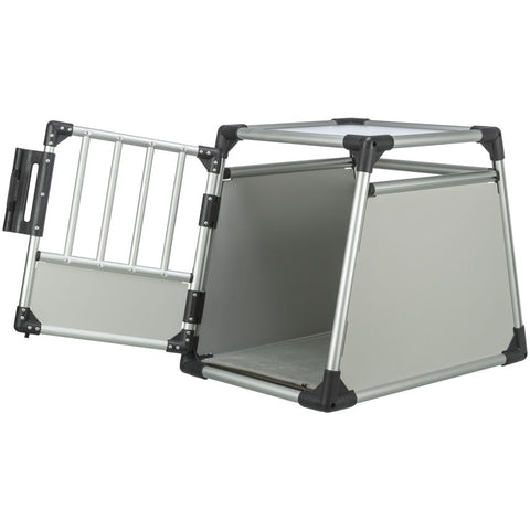 Trixie Transport Box, Aluminium – M: 53 × 61 × 74 cm, light grey/silver