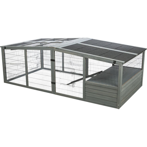 Trixie Outdoor Run XL with Cover – 233 × 79 × 116 cm, grey