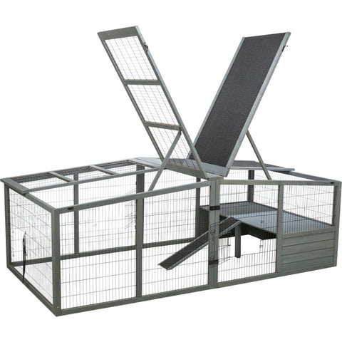 Trixie Outdoor Run XL with Cover – 233 × 79 × 116 cm, grey
